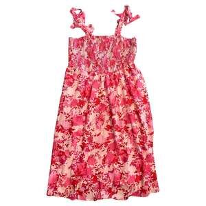 Kim Curvy Women's Plus Size 22W Pink Floral Smocked Tie-Strap Maxi Dress